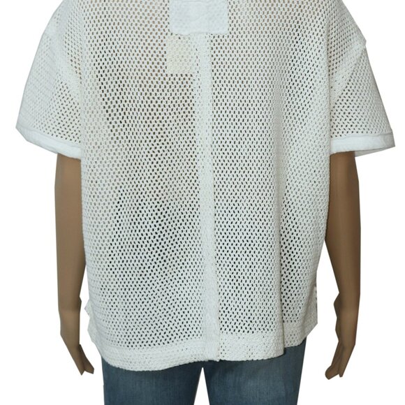 Free People We The Free Sonnet Tee Crochet Mesh Dropped Shoulder Top S - Picture 7 of 8